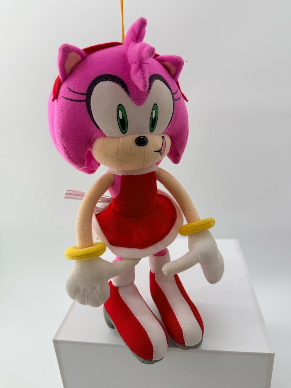 Plush Pink Hedgehog Stuffed Animal with Red Dress